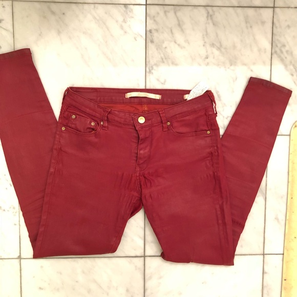 Zara Jeans Zara Red Waxed Jeans Size 4 Poshmark